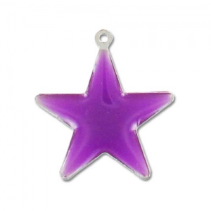Epoxy Enamelled star charm 21mm Purple x1