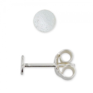 925 Sterling Silver 4mm flat pad earstud x2