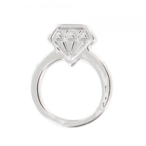 Ring charm 14 mm rhodium tone