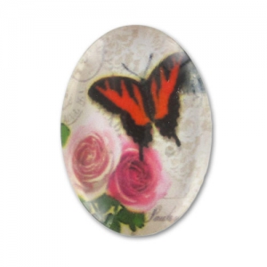 Oval Cabochon 25x18mm Butterfly x1