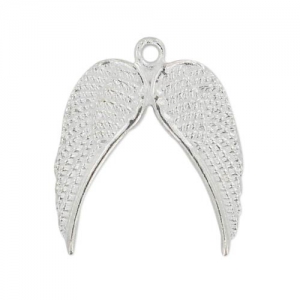 Angel wing charm 23mm Silver tone x1