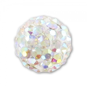 Plasticine half-drilled round bead rhinestones 8mm Crystal AB x1