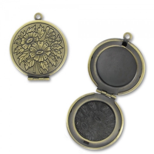 round locket 32x27mm Bronze tone x1