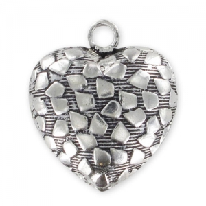 Oxidized Sterling silver Heart Charm 18mm x1