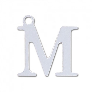M letter Sterling silver charm 15mm x1