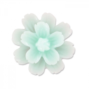 Resin cabochon flower 21mm light Mint