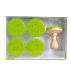Set of 5 silicone stamps 8cm wooden handle