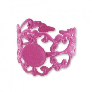 Light Baroque Ring with 8mm plate Fuschia x1