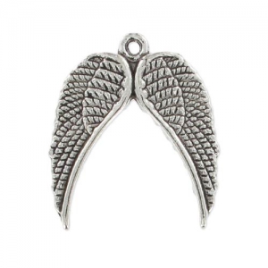 Angel wing charm 23mm Old Silver tone x1