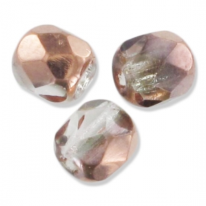 Fire Polished faceted round beads 4mm Crystal Capri Gold x50