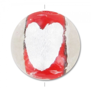 Rounds 14mm Heart motif Red x5