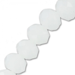 Fire Polished faceted flat round 6x5mm Alabaster  x40cm