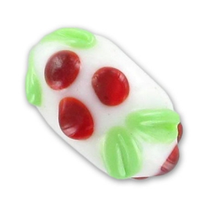 Flat round bead 20mm White/Red/Green x1