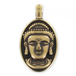 Buddha head pendant 32mm Bronze tone x1
