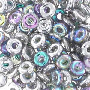 O Bead 4 mm Crystal Silver Rainbow x5g