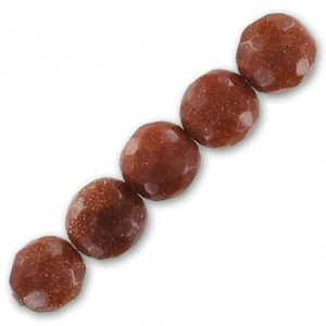 Beads Faceted round beads 6 mm Gold Stone x15