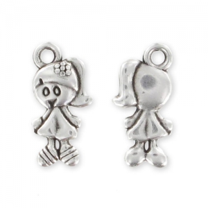 Girl charm 15mm Antique Silver Plating x1