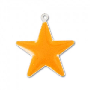 Epoxy Enamelled star charm 21mm Orange x1