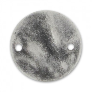 Hammered spacer round 2 holes 15mm Old silver tone x1