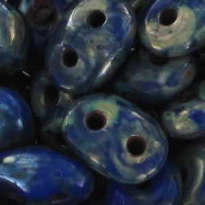 SuperDuo 2.5x5mm Opaque Blue Picasso x10g
