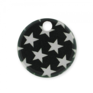 Printed Sequin 15mm Stars Black/white x1