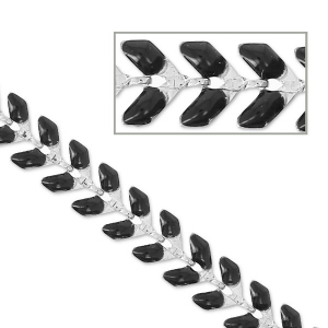 Epoxy resin herringbone chain 6.3 mm Black silver x 20cm