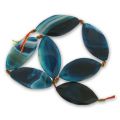 Bead Twisted Blue Agate Flat olive 49x25mm x1