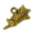 cat charm 10x19mm Old gold tone x1