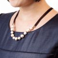 Kit necklace Cotton Pearl 46 cm Silk/brown