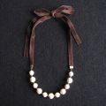 Kit necklace Cotton Pearl 46 cm Silk/brown