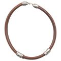 Leather Irregular Regaliz slip 3x15mm bronze tone x1