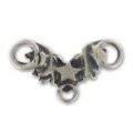 Heart spacer 3 loops 11x19mm Old Silver tone x1