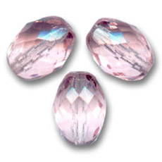 Faceted olive-shaped beads, 11x8 mm - Rosaline x20