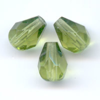 Faceted Pear-Shaped Beads, 7x5 mm - Olivine x25