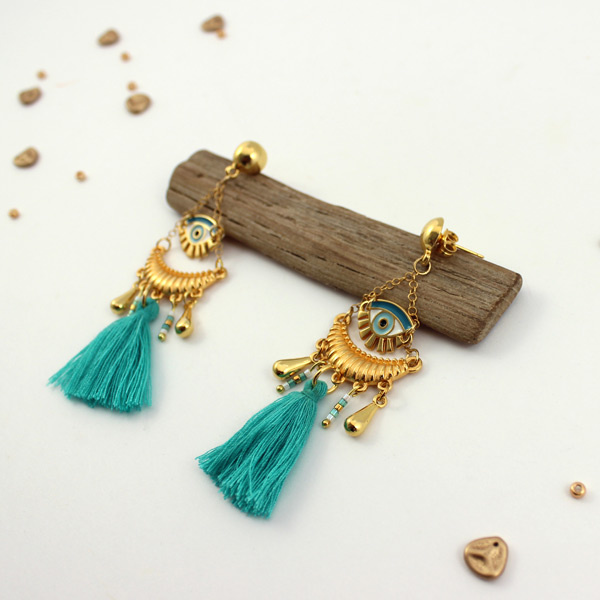 Schema DIY ethnic earrings and eye charm Schema DIY ethnic earrings and eye charm