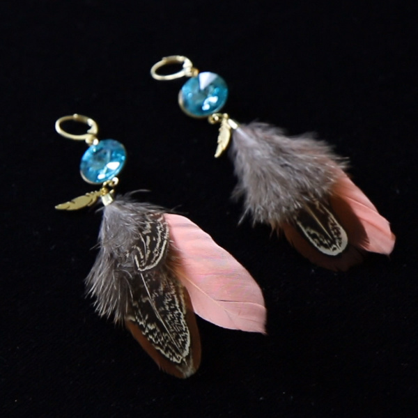 Schema Make your own earrings with PureCrystal Crystals and feathers Schema Make your own earrings with PureCrystal Crystals and feathers