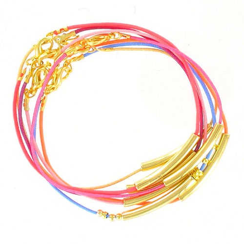 Tube-beads bracelets with braided nylon thread