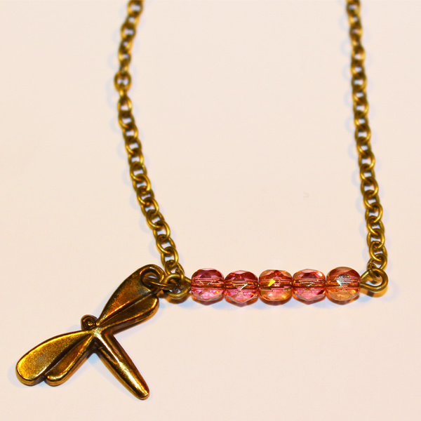 Dragonfly bracelet and glass beads