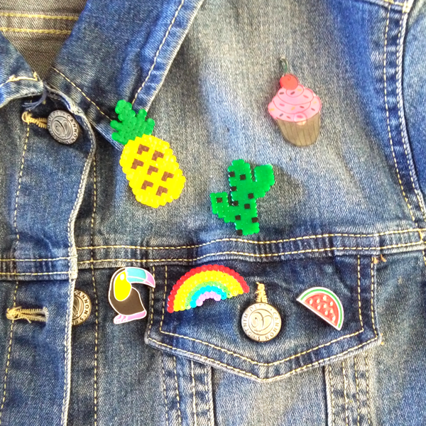 DIY Pin's ironing beads hama and plastic crazy pineapple and watermelon shapes