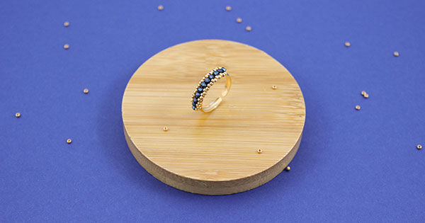 Ring with beads Faceted Bohemian and Rocailles Miyuki