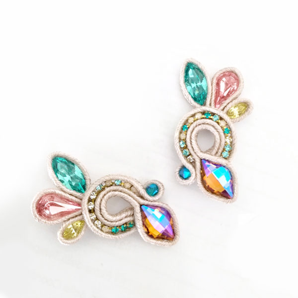 Bright Wings earrings in moonlight soutache and PureCrystal crystals