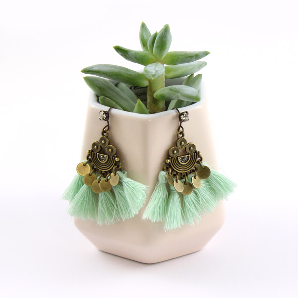 Bronze tassels and sequins earrings