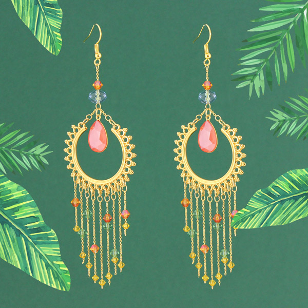 PureCrystal Tropical Cabochon and Bicones Earrings with Miyuki Chain PureCrystal Tropical Cabochon and Bicones Earrings with Miyuki Chain