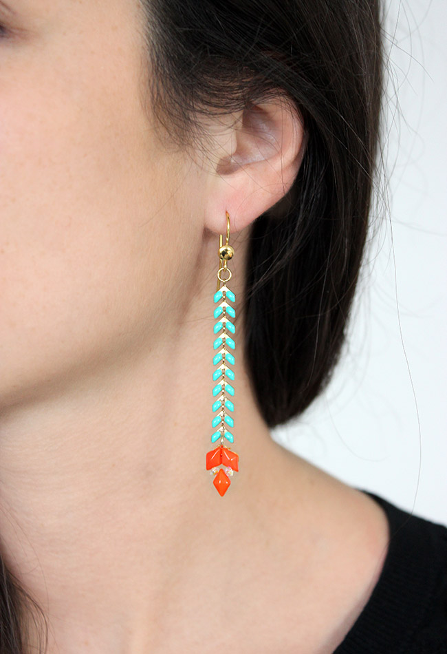 Schema Tropical Earrings with Chain and Diamonduo Earrings Schema Tropical Earrings with Chain and Diamonduo Earrings