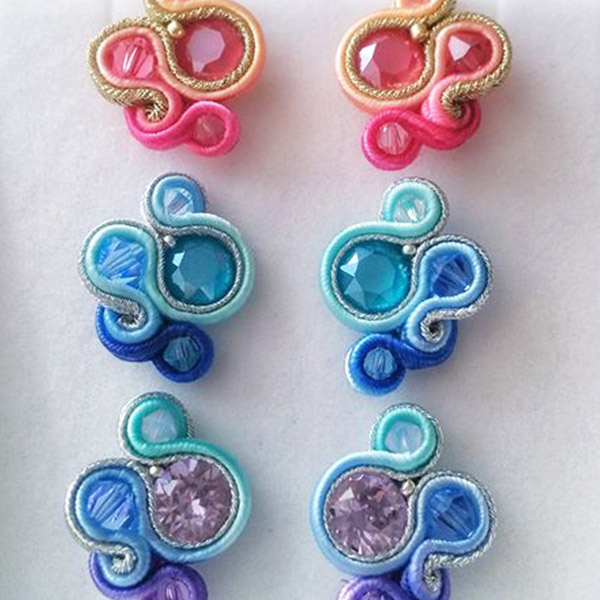 DIY earrings in shaded shaded soutache and PureCrystal crystals