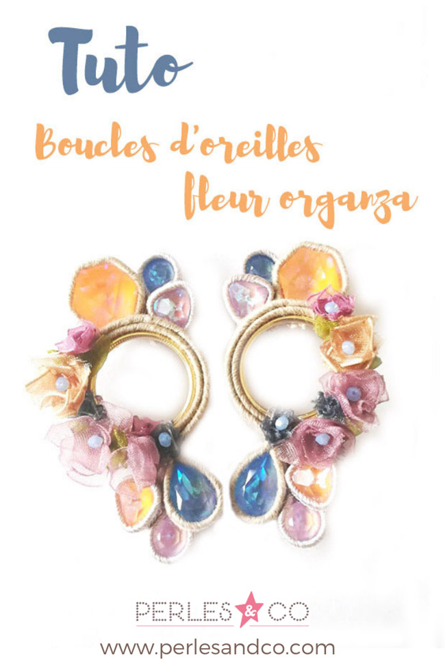Schema  Poutache earrings with organza fabric and PureCrystal
