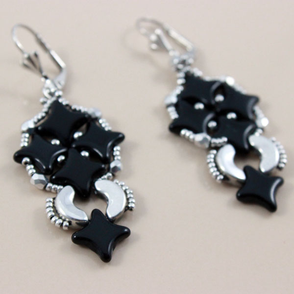 Star Earrings with Star Beads and Arcos® Beads by Puca®