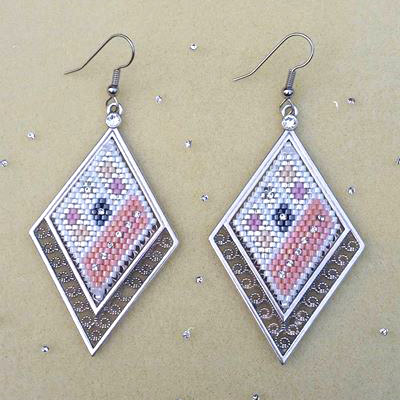 Brick-stitch earrings made with PureCrystal Crystal Mini Mesh