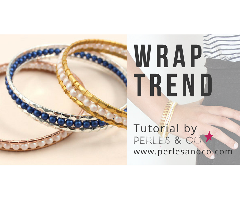 PureCrystal Pearl Beaded Wrap Bangle Bracelet
