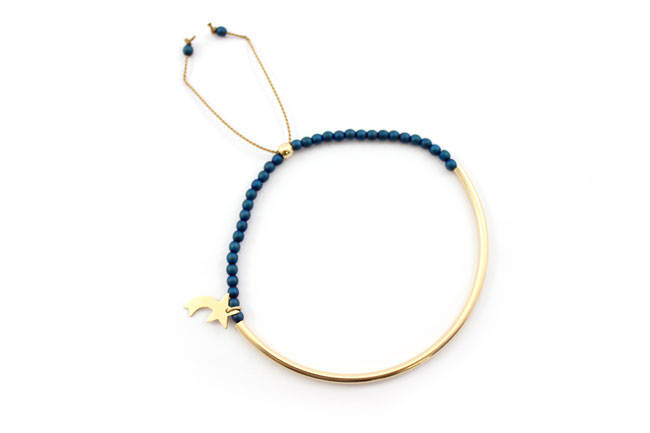 Half bangle bracelet gold filled blue hematite beads final shooting star charm Bracelet demi jonc gold filled perles hématites bleues breloque étoile filante final